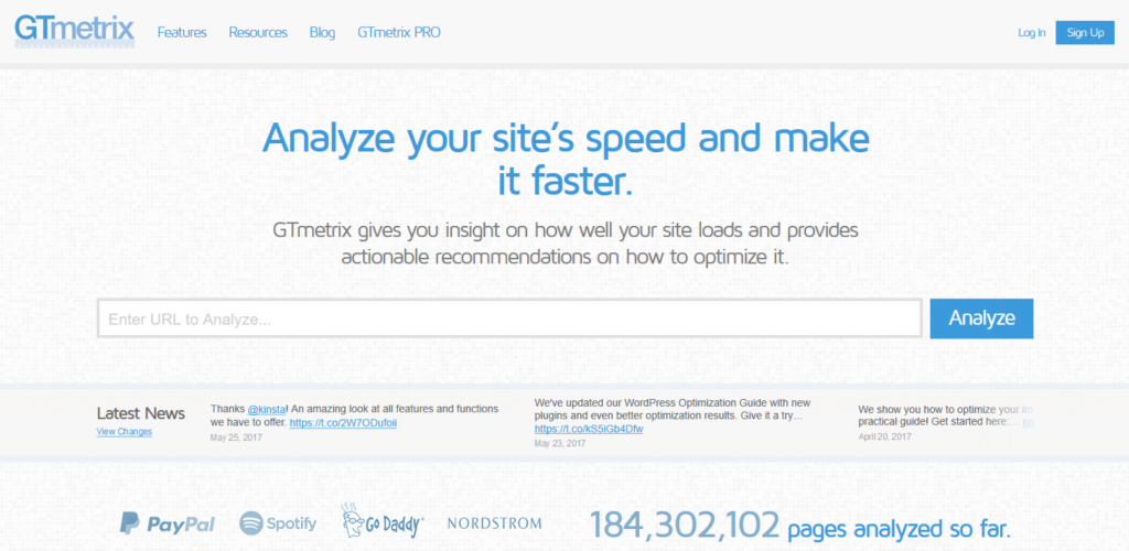 GTMetrix page speed test screenshot
