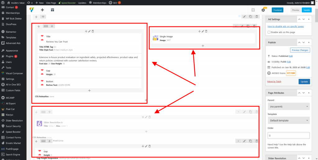 Restored page builder editor view