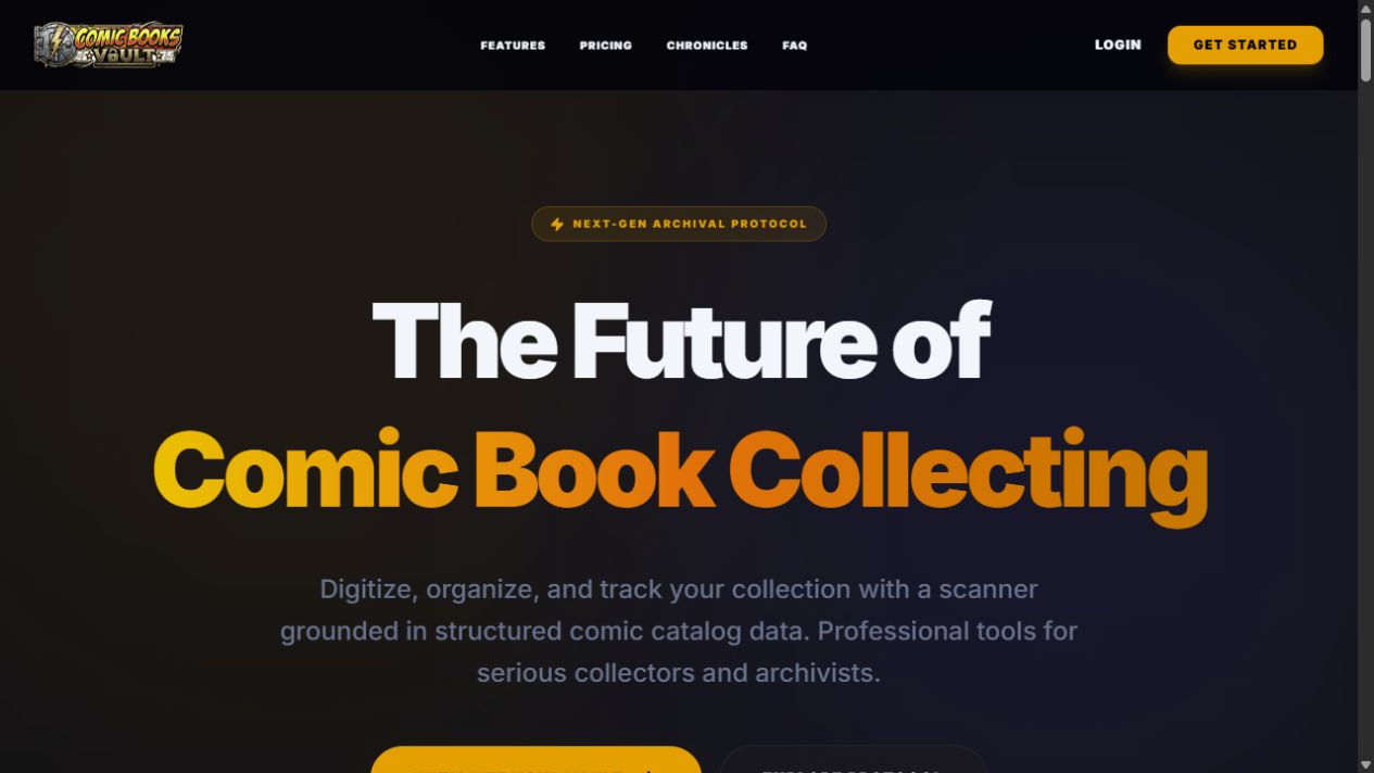 comicbooksvault.com homepage